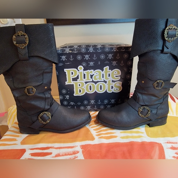 Costume Agent Other - Adult Unisex Pirate Caribbean Captain  Costume Black Boots Multiple Sizes